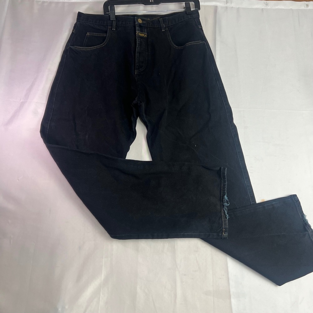 Vintage Marithe Francois Girbaud Mens Black Baggy Jeans Button Fly 36x33 Retro